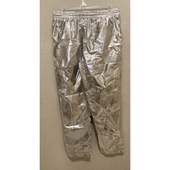 Silver Metallic Jogger Pants With Elastic Waist & Drawstring For Men/Women - Shi - Picture 5 of 5